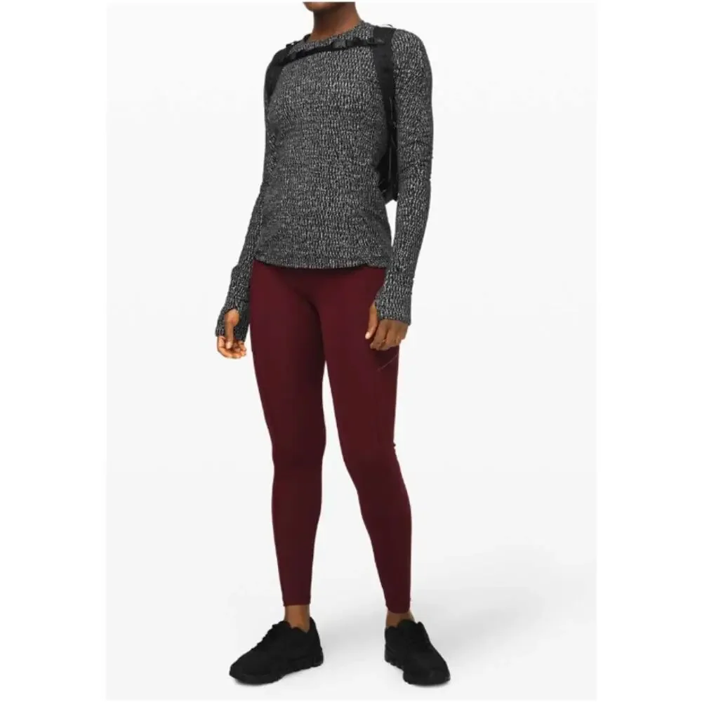 Lululemon Runderful Long Sleeve Knotted Jacquard Black White Women Size XS